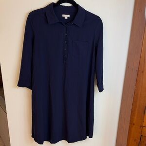 GAP Navy Maternity 3/4 Sleeve Dress with Button Detail, Medium